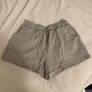 Aeropostale Women’s Slouchy High Rise Gray Elastic-Waist Fleece Lounge Shorts